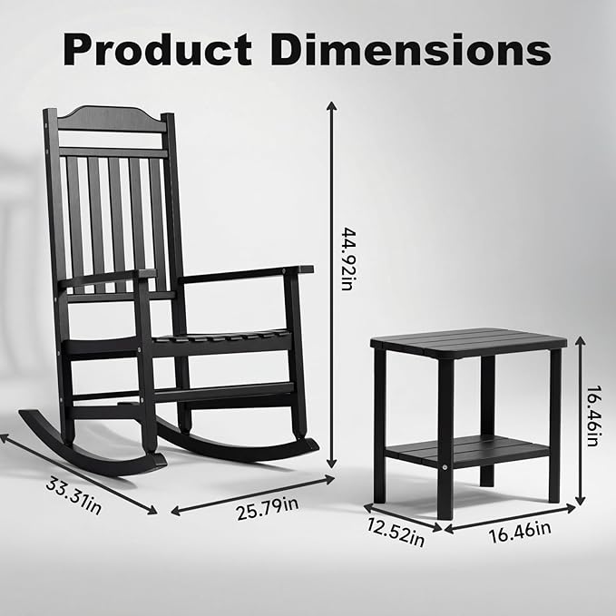 5 Piece Outdoor Rocking Bistro Set, Rocking Chairs Outdoor Furniture, Resin - Image 3