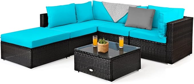 Tangkula 6 Piece Patio Furniture Set, Outdoor Deck Lawn Backyard Durable Steel by TANGKULA