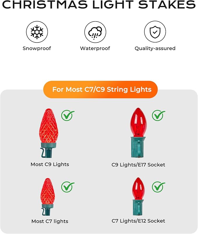 200-Pack Plastic Light Stakes, 5.5 Inch Christmas Yard Stakes - Image 3