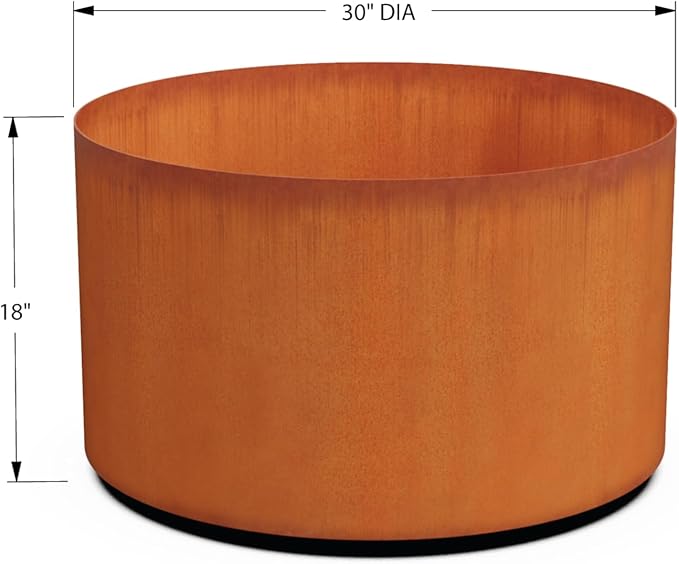 PLANTERCRAFT Corten Steel Metal Planter Box, Round Sizes, Modern Garden Steel - Image 5