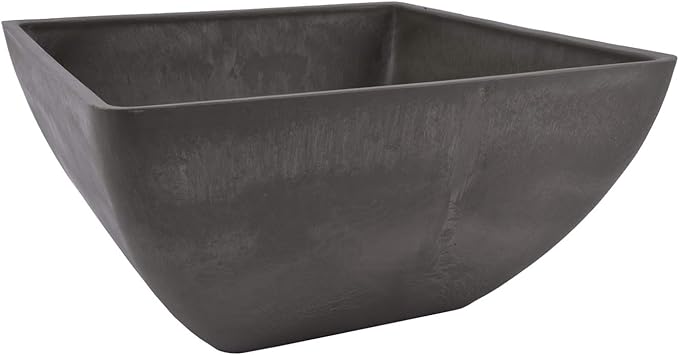 PSW Pot Collection 12x6 inch Plastic/Stone/Wood Composite Square Planter – No by PSW