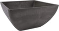 PSW Pot Collection 12x6 inch Plastic/Stone/Wood Composite Square Planter – No by PSW