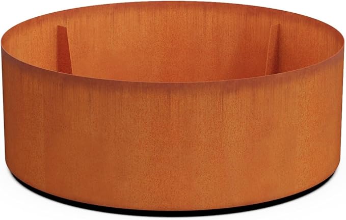 PLANTERCRAFT Corten Steel Metal Planter Box, Round Sizes, Modern Garden Steel by Plantercraft
