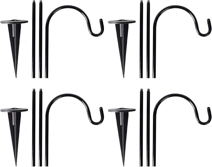CALIDAKA 4 Pack Multi-Purpose Shepherds Hooks Outdoor Iron Shepherd Hook - Image 3