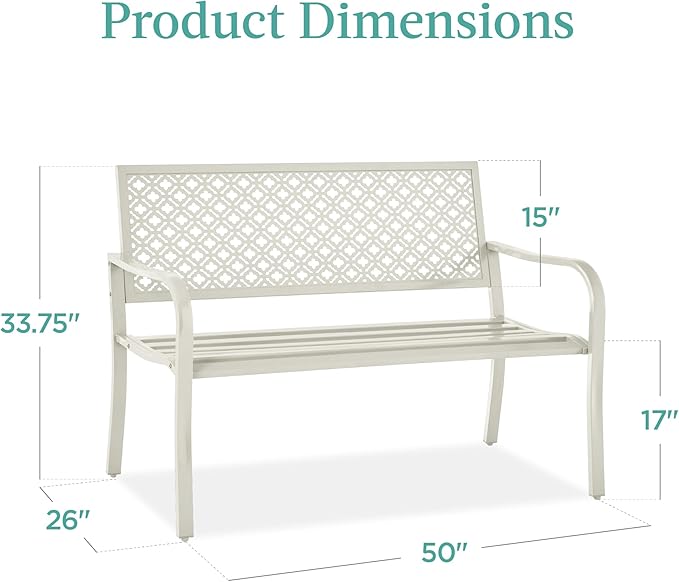 Best Choice Products Outdoor Bench 2-Person Metal Steel Benches Furniture - Image 2