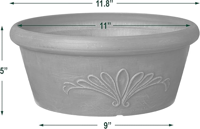 PSW Pot Collection TA30DC 12-inch Plastic/Stone/Wood Composite Bulb Pan Planter - Image 4