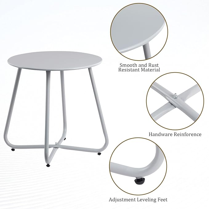 HollyHOME Round Metal Side Table, Rust-Resistant Patio Small Plant Stand - Image 7