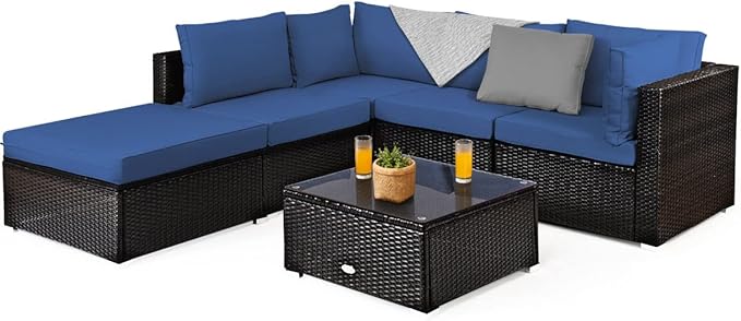 Tangkula 6 Piece Patio Furniture Set, Outdoor Deck Lawn Backyard Durable Steel by TANGKULA