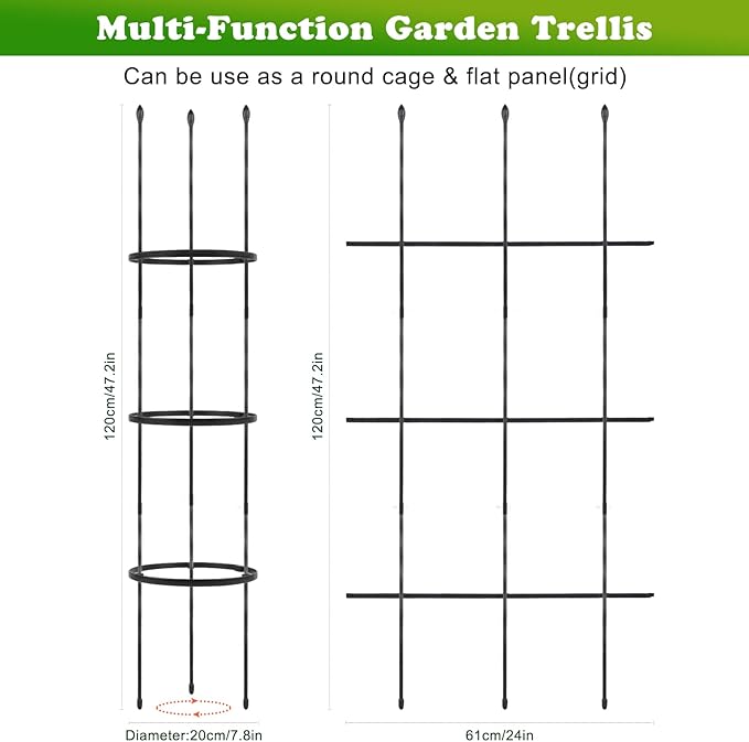 2 Pack Garden Trellis, 2 in 1 Plant Cages & Supports - Image 2