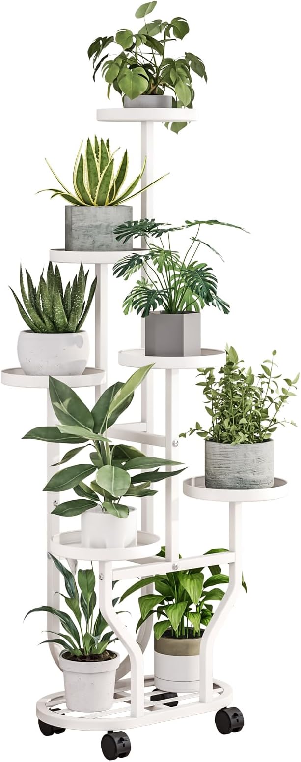 Plant Stand with Wheels 6 Tier Metal Flower Shelf by YIZAIJIA