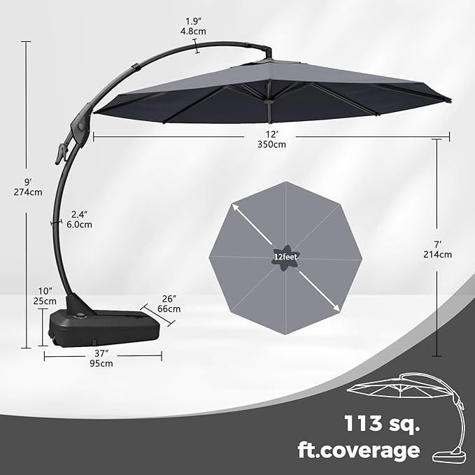 Grand patio 12 FT Sunbrella Cantilever Umbrella - Image 5