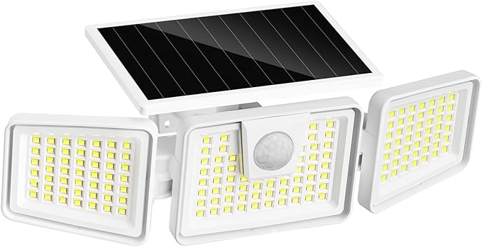INCX Solar Motion Sensor Lights Outdoor, 3 Heads Security Lights Solar Powered by INCX