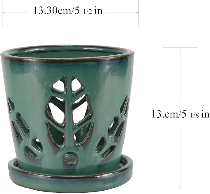 W&W Orchid Pot with Holes and Saucer - Image 6