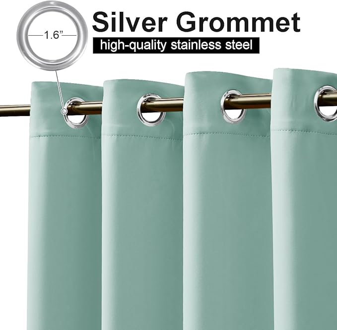 NICETOWN 2 Panels Aqua Blue Weighted Outdoor Curtains - Image 3