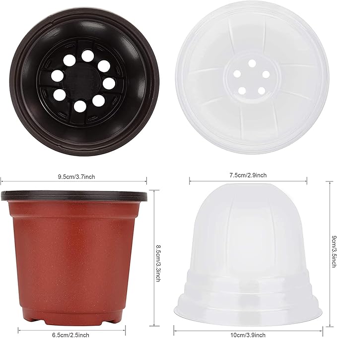 MIXC Plant Nursery Pots with Humidity Dome 4" Soft Transparent Plastic - Image 6
