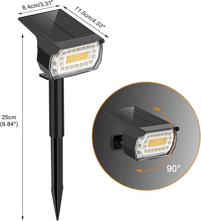 LANSOW Solar Spot Lights Outdoor, 2-in-1 Solar Landscape Spotlights, 3 Modes - Image 7