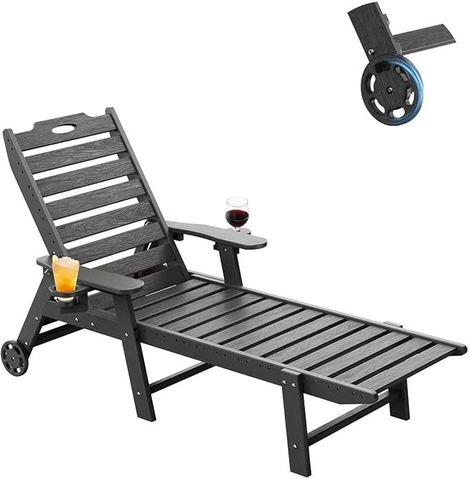 Carauci Lounge Chair Outdoor, HDPE Chaise Lounge by Carauci