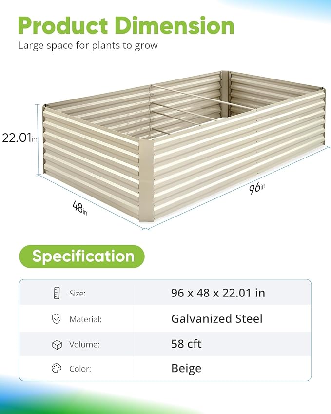 Quictent Galvanized Raised Garden Bed 8x4x2 Ft Tall Metal Planter Box - Image 7