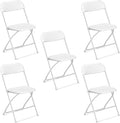 VINGLI 5 Pack White Plastic Folding Chair, Indoor Outdoor Portable Stackable by VINGLI