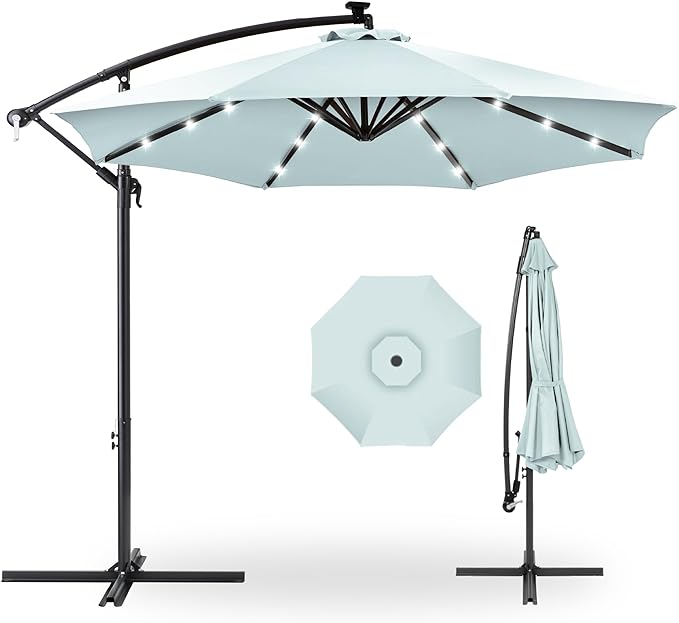 Best Choice Products 10ft Solar LED Offset Cantilever Hanging Market Patio by BestChoiceProducts
