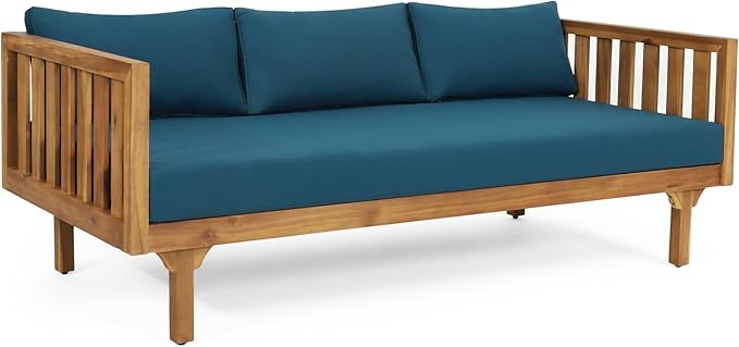 Merax Outdoor 3 Seater Daybed, Acacia Wood Day Bed Couch Sofa by Merax