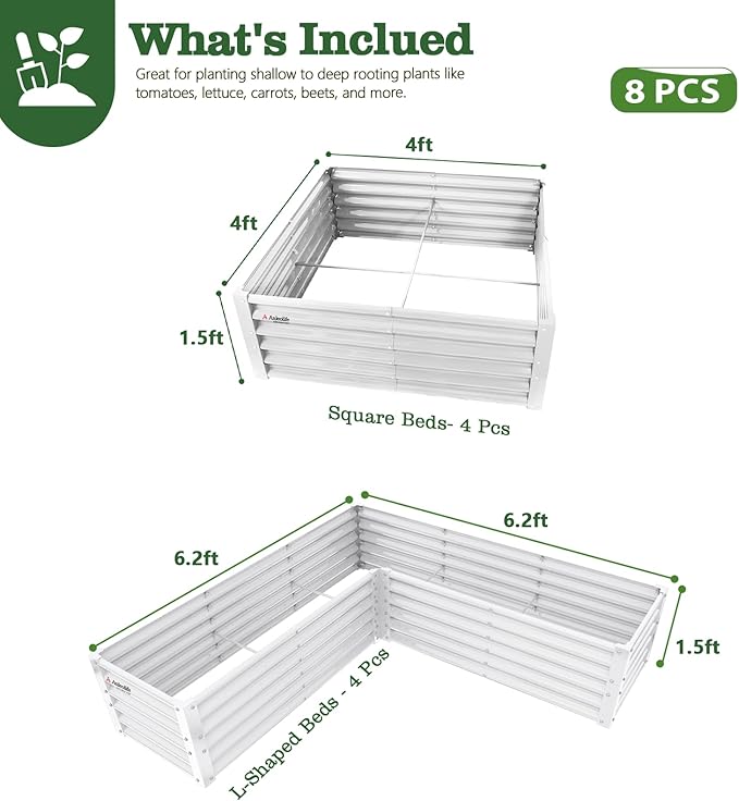 A ANLEOLIFE Set of 8, 18 Inch Tall Antique White Raised Garden Beds Kit - Image 2