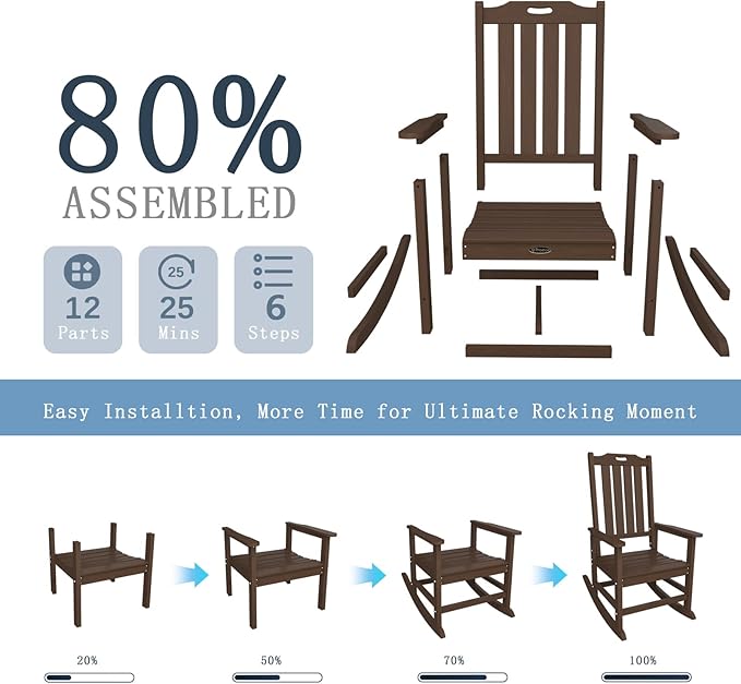 Oversized Rocking Chair Set of 2, Outdoor Rocking Chair - Image 9