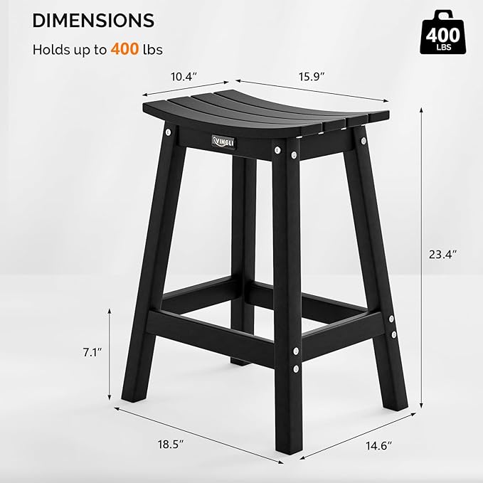 VINGLI 24 Inch Outdoor Bar Stools Set of 4, HDPE Weather Resistance Counter - Image 3
