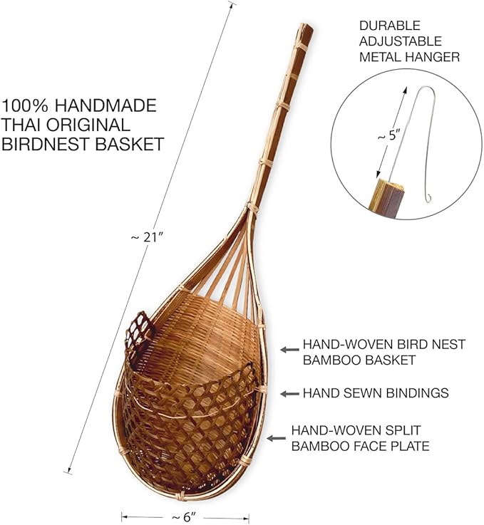 Handmade 100% Thai Bamboo Super Sanctuary Hanging Orchid Basket - Image 6