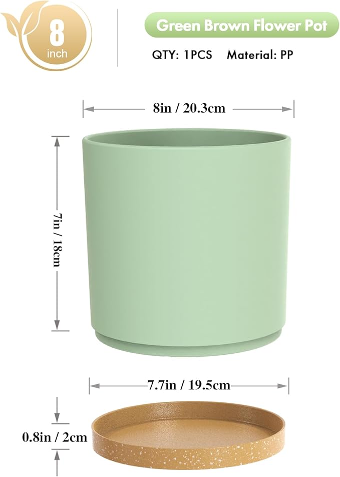 8 Inch Medium Flower Pots for Indoor Outdoor Plants, Cylinder Deep Plant Pots - Image 2