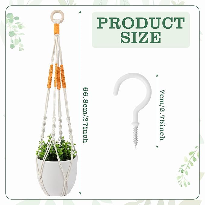 Augshy 27inch Macrame Plant Hanger, 2 Packs Plant Hangers - Image 2