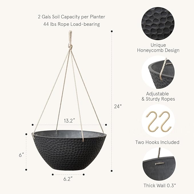 LA JOLIE MUSE Hanging Planters for Outdoor Plants, Large Hanging Planter - Image 2