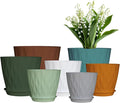 7/6.5/6/5.5/5/4.5/4 inch Plastic Plant Pots, 7 Pack Flower Planter by LesOasis