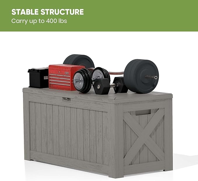 Patiowell 120 Gallon Large Deck Box, Outdoor Lockable Storage Box - Image 8