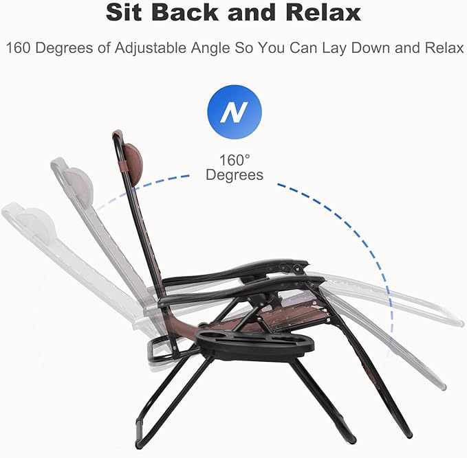 Nazhura Set of 2 Relaxing Recliners Patio Chairs Adjustable Steel Mesh Zero - Image 4