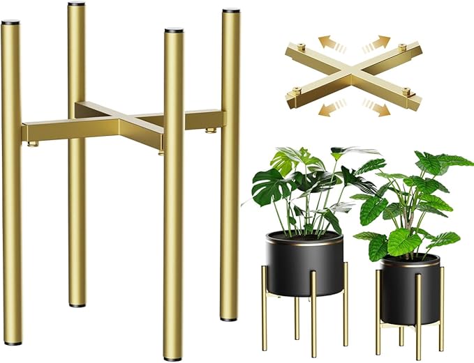 H HOMEXIN Adjustable Plant Stand Indoor, Metal Plant Stand 8 to 12 Inches by HHOMEXIN
