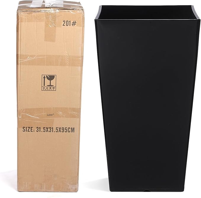 Hushee Set of 4 Tall Outdoor Planters 21 Inch Tall Tapered Square Planter - Image 8