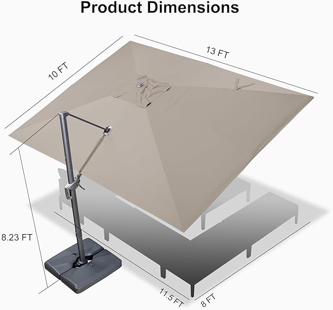 PURPLE LEAF 10' X 13' Rectangle Cantilever Umbrella - Image 9