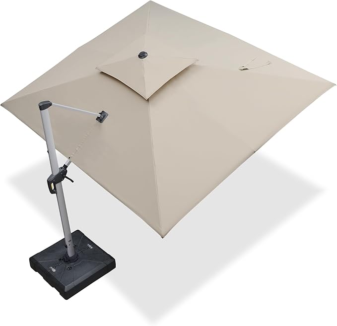PURPLE LEAF 9' X 11' Patio Umbrella Outdoor Rectangle Umbrella Large Cantilever by PURPLELEAF