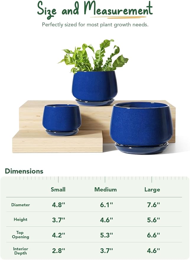 LE TAUCI Plant Pots, 4.1+5.1+6.5 inch, Ceramic Planters - Image 6