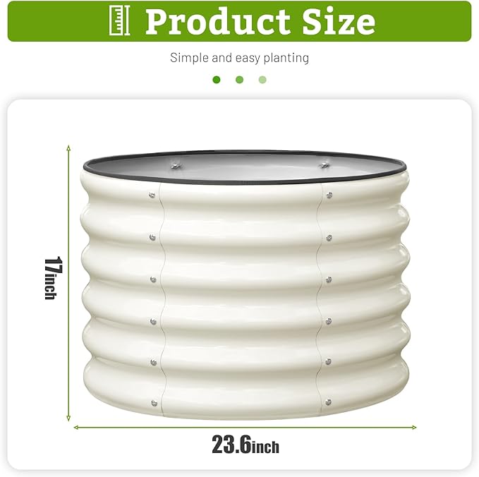 SnugNiture Raised Garden Bed, 2×2×1.5ft Round Galvanized Outdoor Planter Box - Image 2