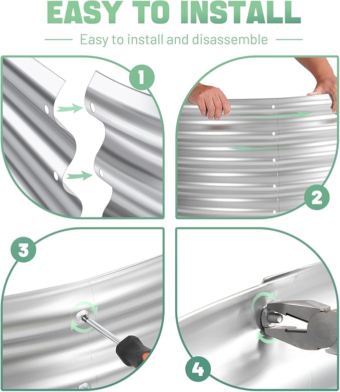 AHEONLAR 3 Pack 6×3×1ft Galvanized Raised Garden Beds, Oval Metal Garden Bed - Image 4