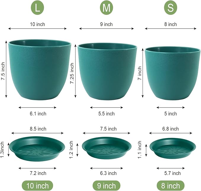 Flower Pots 10/9/8 inch, Plant Pots - Image 3