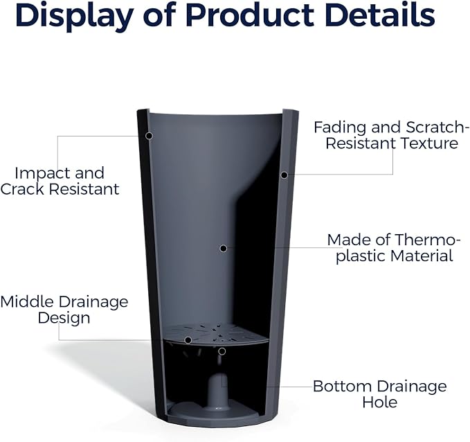 23.6" Tall Outdoor Planters Set of 2, Large Planters - Image 2