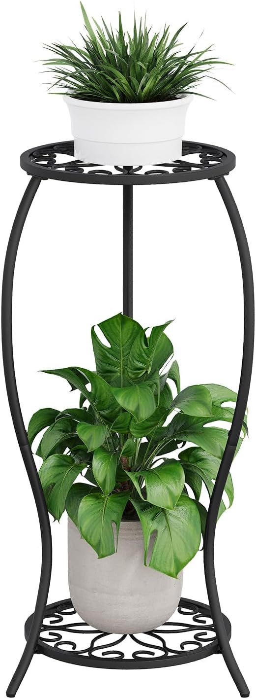 Plant Stand Indoor Outdoor, 2 Tier Metal Tall Plant Stand, Flower Pot Stand by VYUOL