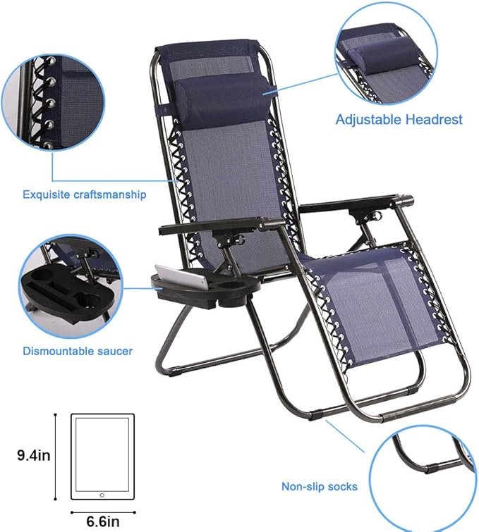 Zero Gravity Chair Patio Lounge Chairs Lounge Patio Chairs 2 Pack Adjustable - Image 7
