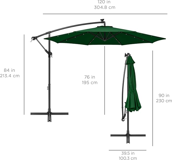 Best Choice Products 10ft Solar LED Offset Cantilever Hanging Market Patio - Image 7