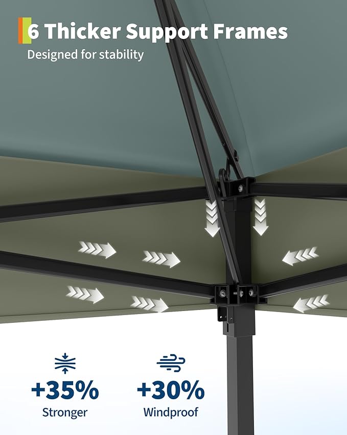 Canopy Tent 13x13 ft, Pop Up Gazebo One-Push Setup - Image 6