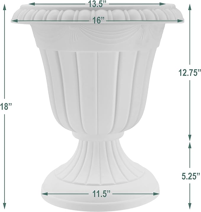 Arcadia Garden Products PL00BK Classic Traditional Plastic Urn Planter - Image 6