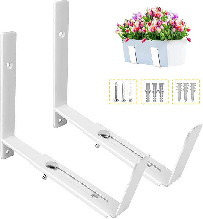 LukLoy Window Planter Box Brackets, 2 Pack Adjustable Heavy Duty Wall Mount by LukLoy